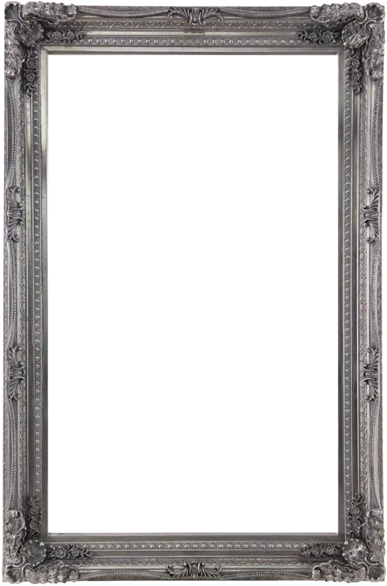 Ornate silver baroque mirror in the Oyya lounge